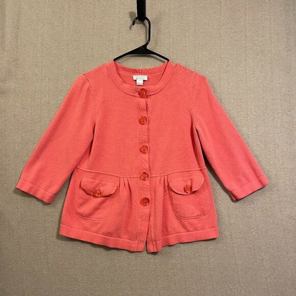 Christopher & Banks Cardigan Sweater Women's Small Orange Short Sleeves - Picture 1 of 12